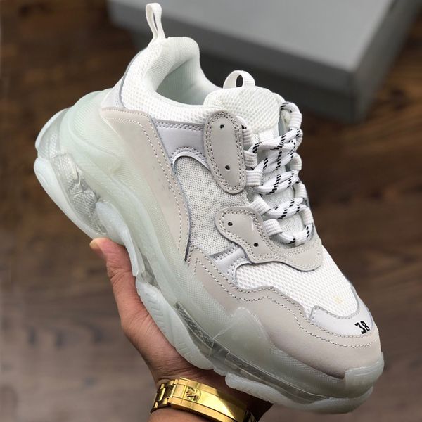 

r shoes neon green triple s casual shoes for women men luxury grandpa trainer vintage dad shoes clear bubble size 36-45, Black