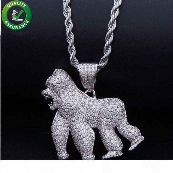 

iced out цепи проектировщик ожерелье хип-хоп ювелирных изделий mens люкс подвеска micro асфальтовая cz алмазный bling pandora стиль подвески, Silver