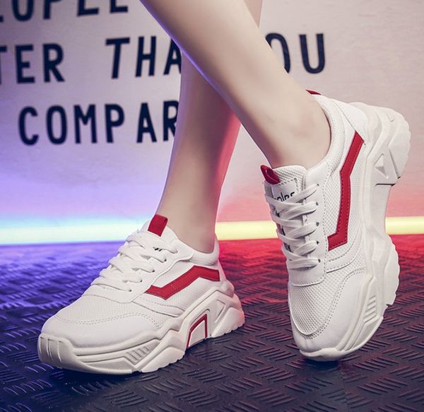 

breathable chunky sneakers women fashion platform shoes basket vulcanize shoes women casual trainers dad, Black