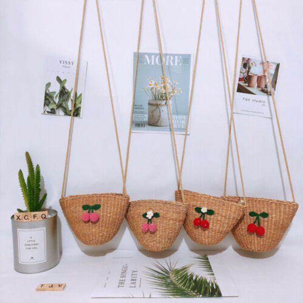 

2019 brand fashion women kids straw rattan cross body bag shoulder bag beach