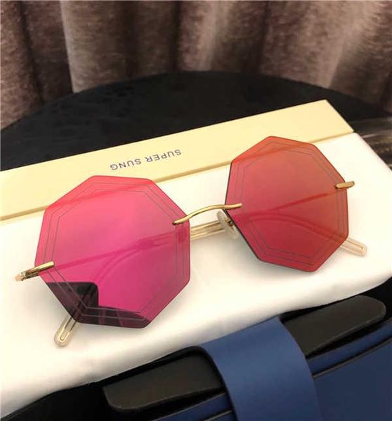 

ss090 sunglasses italy super sung alloy sunglasses polygon frameless women designer uv400 protection come with box 090, White;black