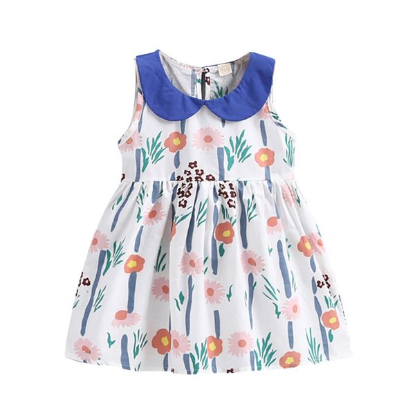 

kids cotton sundress 0-5t toddler pageant girls dress summer casual baby girls floral pattern sleeveless dress, Red;yellow