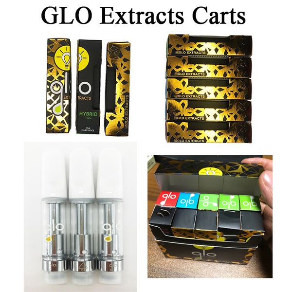 

GLO Extracts Cartridge 0.8ml Ceramic Coil Empty Vape Pen Cartridges Thick Oil 510 Atomizer E Cig Vaporizer glo Carts New Packaging box