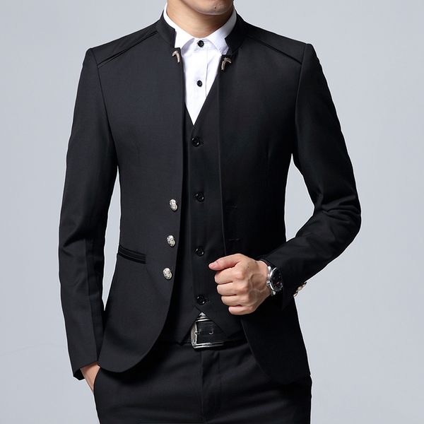

men's suit 3 piece set, slim fit men suit jackets + pants + vests, wedding banquet male blazer coats szie m-4xl, White;black