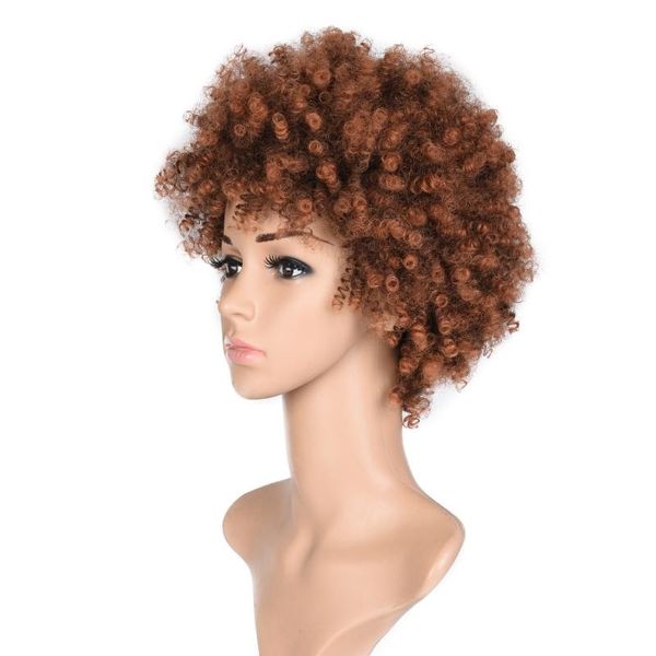 

short wigs for black women afro curly brown synthetic hair