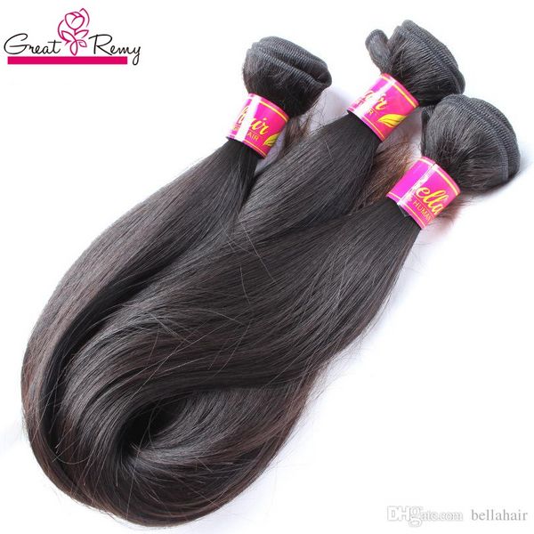 Greatremy 100 малайзийские человеческие волосы Remy, пучки 16, 18, 20, натуральный цвет, 3 шт., шелковистые прямые двойные утки, 2PJE
