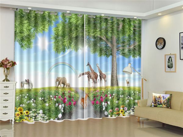 2019 3d Curtain Fantasy Forest Elephant Giraffe Beautiful 3d Animal Blackout Curtain Living Room Bedroom Beautiful Practical Blackout Curtains From