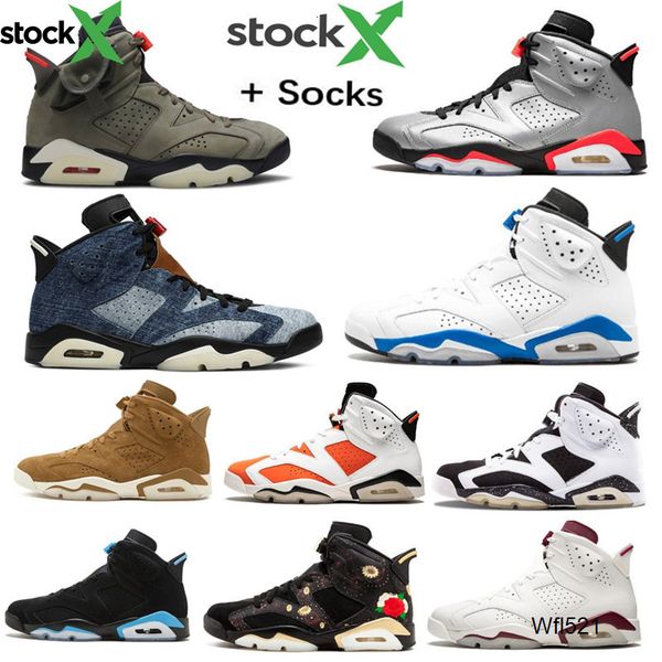 

2020 infrared bred 6 6s mens basketball shoes travis scotts washed denim varsity red black cactus jack carmine black cat men sports sneakers