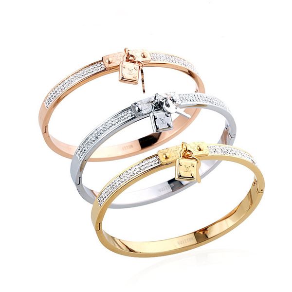 

titanium women's cuff bracelet fashion colorful crystal bracelet with logo wedding jewelry gift, Golden;silver