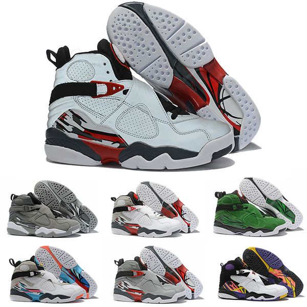 

ale jumpman 8 8s men kids basketball shoes aqua chrome countdown pack valentines day 3peat south beach mens trainer sports sneaker 7-13, Black