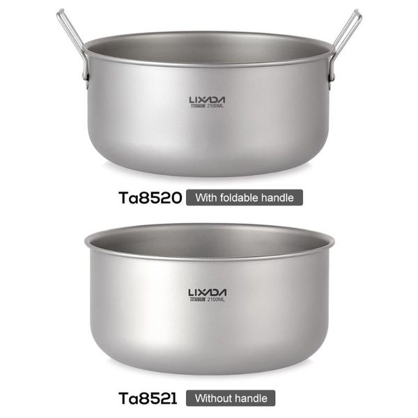 

lixada 2100ml titanium stockpot soup pot pan saucepan home kitchen outdoor camping backpacking titanium cookware