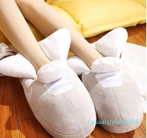 

women slipper sneakers winter warm shoes bread fat slippers cute lover's slides slip on fashion c06, Black