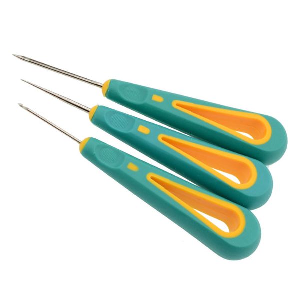 

3size 1pc sewing awl hook stitching rubber handle leather craft shoes repair puncher positioning bit sewing needle tools a, Black