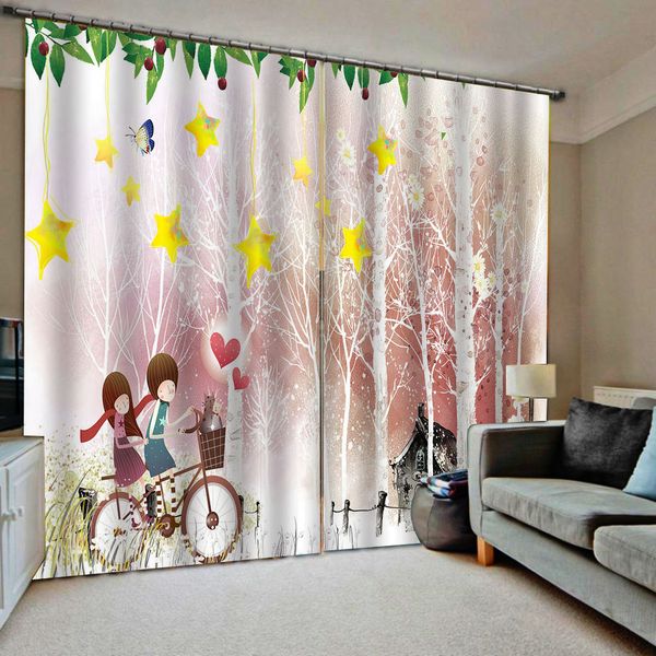 

pink girls curtain 3d blackout curtains for living room drapes cotinas para sala warm curtin