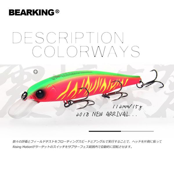 

bearking 2018 new model 112mm 15g fixed weight system fishing lures hard bait dive 1.5m quality wobblers minnow