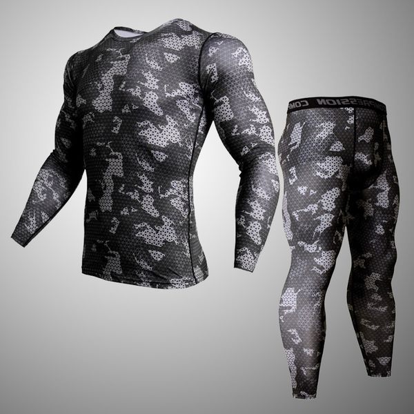 

men's compression sportswear quick-drying wicking training fitness sportswear jogging running t-shirt + tight pants, White;black