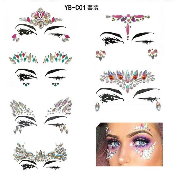 

Eye ticking drill et face drill tie diy acrylic forehead and face re in cry tal drill ornament factory whole ale