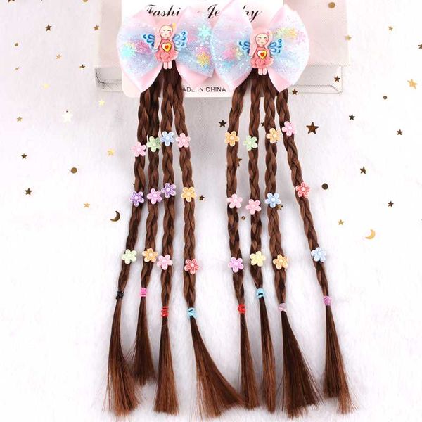

1 pair of trendy korean children cute wig hair accessories duckbill clip cute little princess girl bow hair clip jewelry, Slivery;white
