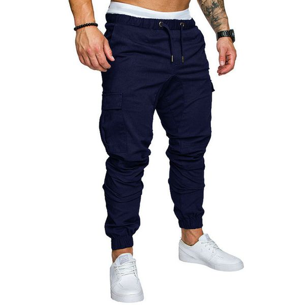 

2019 men's casual suit solid multi-pocket sweatpants m-4 xl, Black