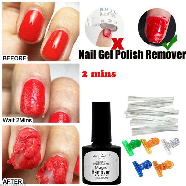 

8ml nail polish+fiber nail line+clip explosive remover quickly remove gel remover glue does not injure nails y12.20, Red;pink