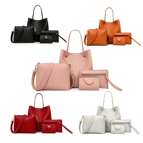 

4pcs/set women fashion delicate texture handbag single-shoulder bag wallet bag set
