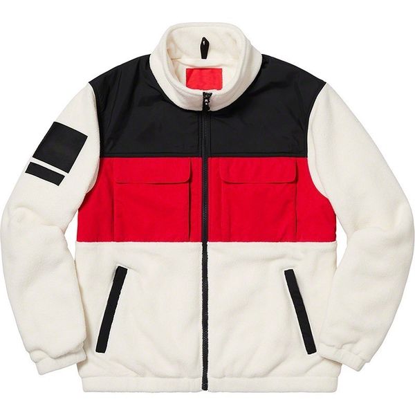 

18fw коробка логотип экспедиция флисовая куртка цвет соответствия сращивания курт