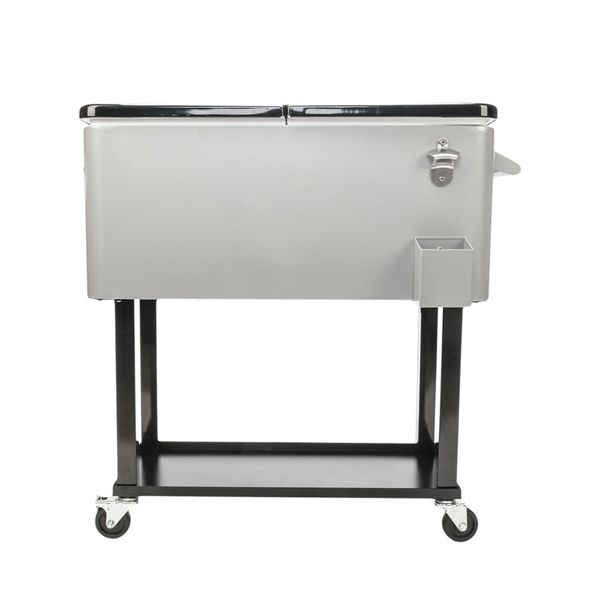 

80qt iron spray cooler with shelf with two directional wheels design frozen trolley