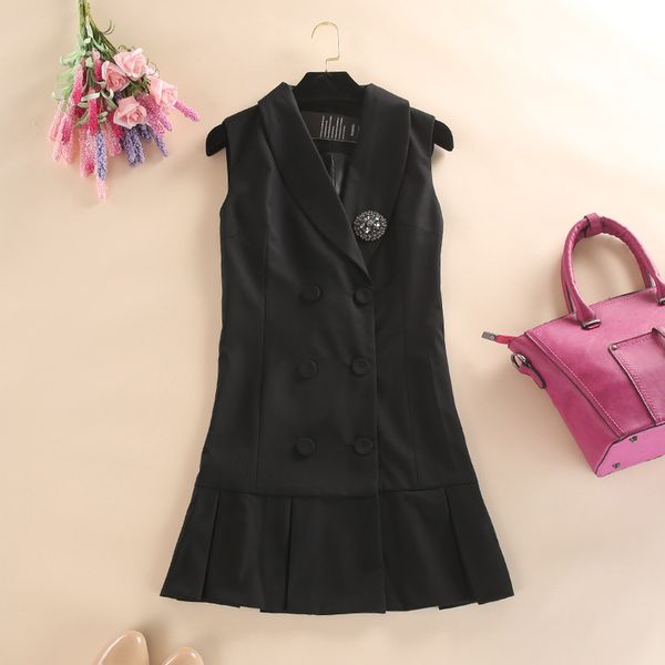 

2018 real new arrival chalecos mujer business career ladies vest work wear slim lapel women office vests waistcoat black, Black;white