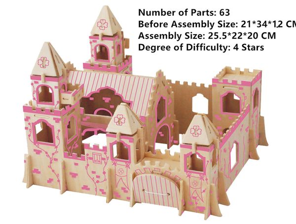 Acheter Nouvelle Assemblée Diy éducation Jouet 3d Modèle En Bois Puzzles Pour Enfants Cadeaux De Dessin Animé Princesse Château De 1878 Du Windblock