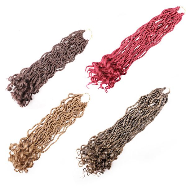 

20 inch goddess faux locs soft synthetic braiding hair extension goddess locs faux locs crochet hair wavy with curly ends twist, Black