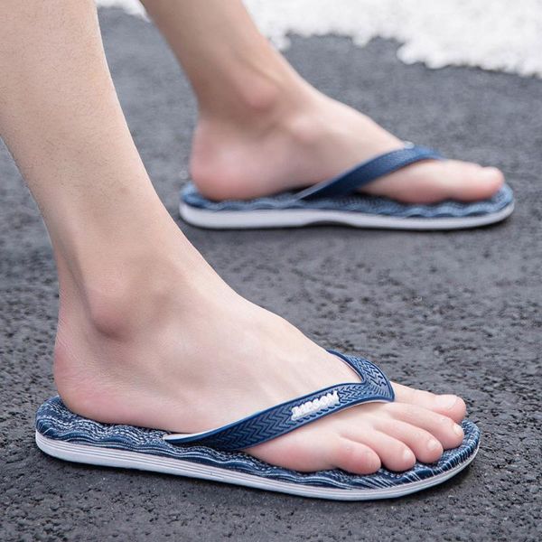 

fashion summer men's indoor home comfortable non-slip flat slippers flip-flops non-slip breathable flat flip flops men shoes, Black