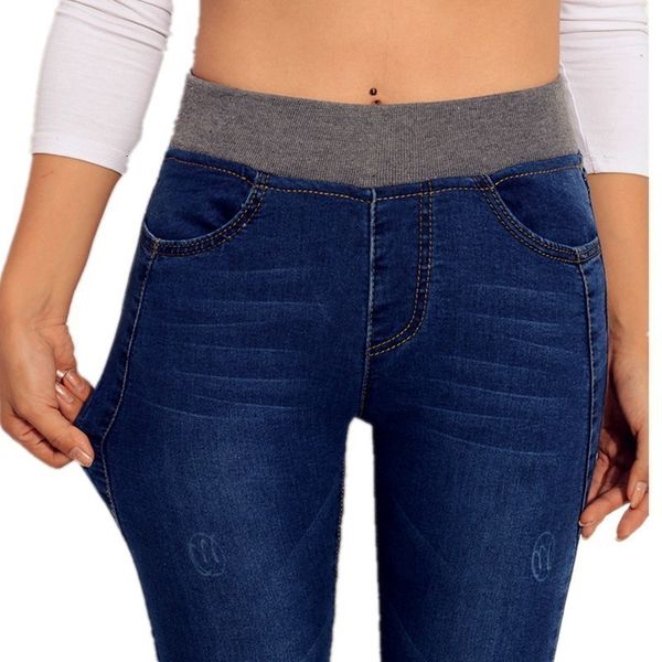 

casual pants 2019 spring jeans women stretch skinny denim heavyweight pants thicken thin high waist female fall jean trousers p8035, Black;white