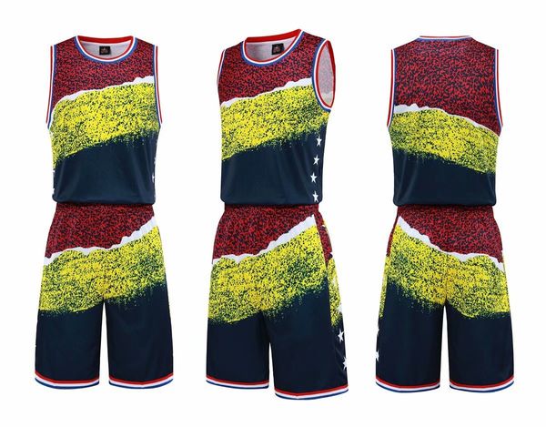 

men blank double-sided basketball team uniforms kits sports clothes tracksuits personality customized basketball sets with shorts a36-6, Blue;black