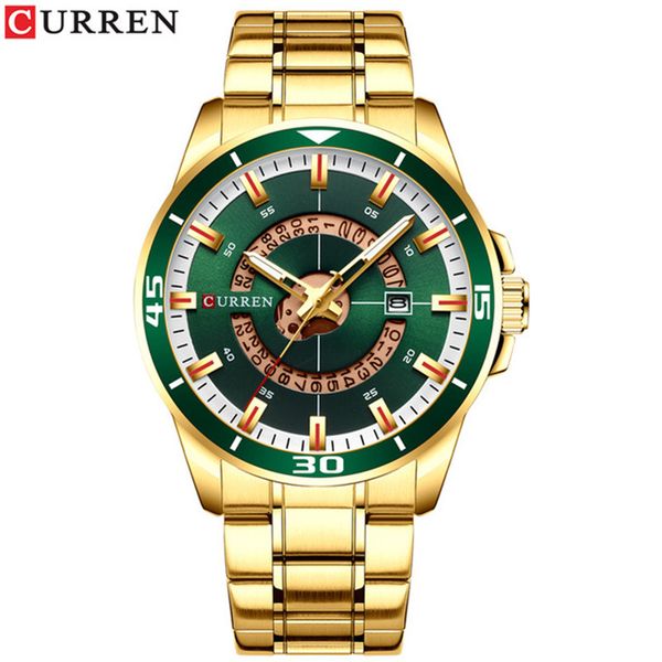 

8359 curren stainless steel mens watch fashion design quartz wristwatch with date clock male reloj hombre watch men watches, Slivery;brown