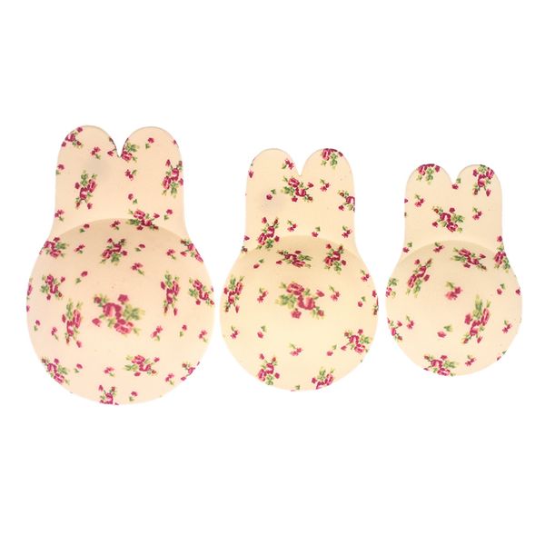 

1 pair women cute rabbit ear invisible bra lifting chest bikini pads breathable bio-silicone nipple cover anti-sagging chest pad, Black;white