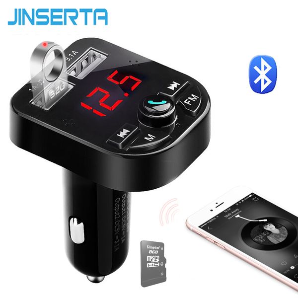 

jinserta car mp3 player bluetooth hands-car kit wireless music mp3 audio modulator with led display support u disk/tf card