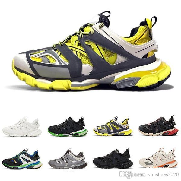 

designer casual shoes triple s track 3.0 brand grey orange yellow men women casual shoes platform sports sneakers trek mens trainers, Black
