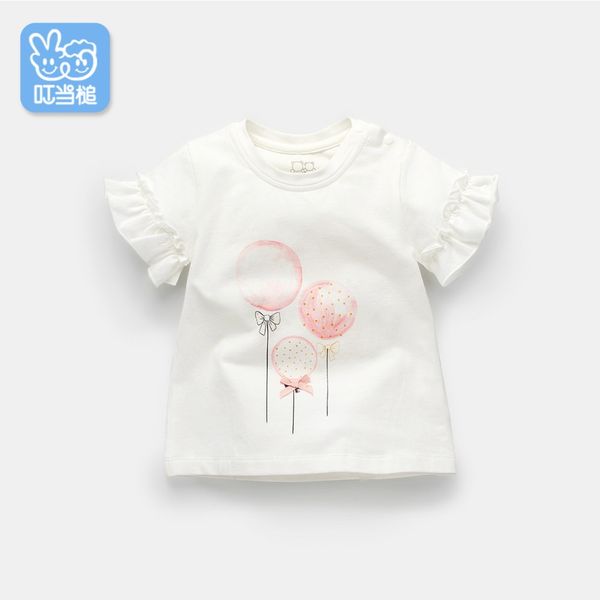 

summer toddler baby girl cartoon print cotton short sleeves t-shirt baby girls clothes 0-4 year, Blue