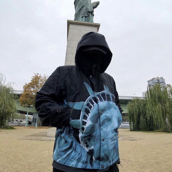 

thenf x box logo statue of liberty baltoro hooded jackets printing windbreaker hoodie casual street zipper three color outwear hfhljk077, Black;brown