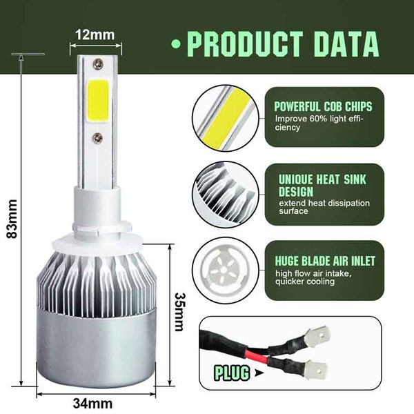 

car 2pcs 880 881 h27 led car headlight headlamp fog light conversion light bulb 72w