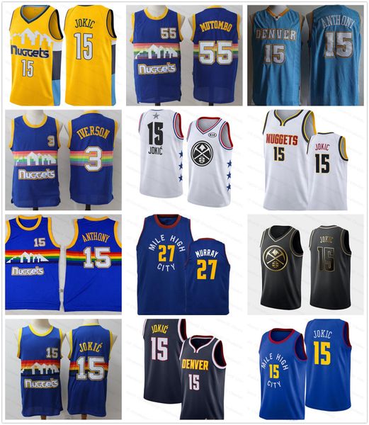 

15 Йокич Джерси Дикемба 55 Mutombo Аллен Айверсон 3 Кармело Энтони 15 Джамаль 27 Мюррей прошитого баскетбольное Денвер Самородки нба