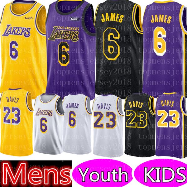 

2019 laker lebron 6 jame jer ey lo angele jame laker 23 anthony davi jer ey men embroidery ba ketball jer ey