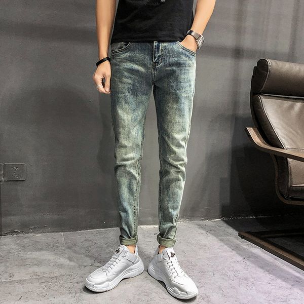

original vintage jeans men fashion 2019 simple mens casual jeans pants men all match blue biker trousers high quality