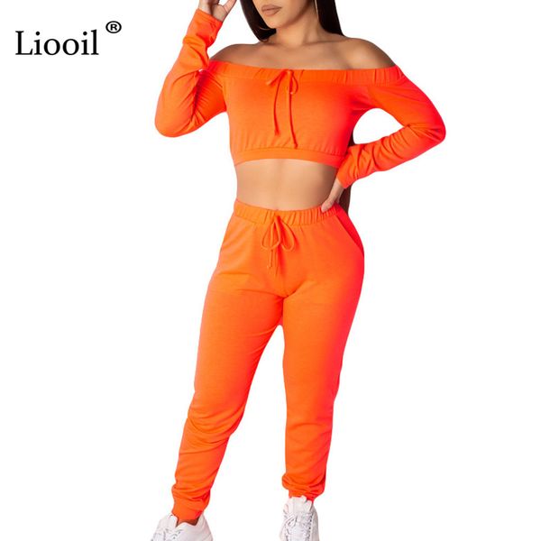 

liooil neon green 2 piece set off shoulder jumpsuits for women 2019 slash neck party club rompers womens jumpsuit overalls, Black;white