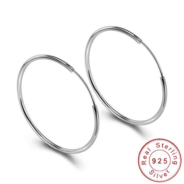 

minimalist 925 sterling silver large hoop earrings female big round circle buckle earrings hoop ear rings for ladies se134, Golden;silver