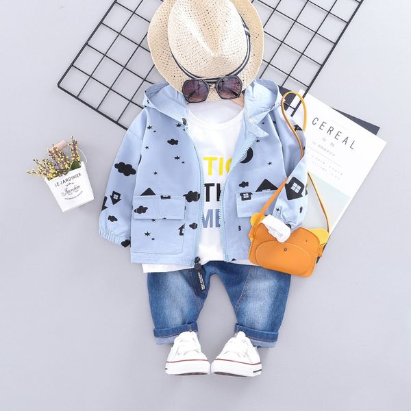 

2019 autumn new baby infant clothing sets toddler boys clothes suits hooded coat t shirt pants children kids costume suit, White
