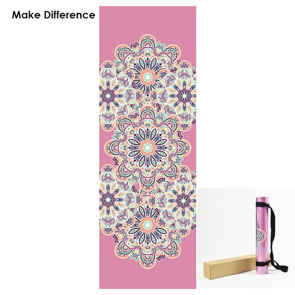 

make difference pink printed natural rubber yoga mat carpets yoga fitness mats outdoor pilates mats 183cm*61cm*3.5mm