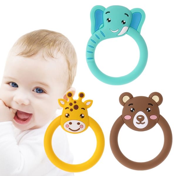 Großhandel Baby Silikon Beißring Schnuller Cartoon Zahnen Pflege Silikon BPA FREI Halskette Spielzeug Niedlichen Tier Beißring