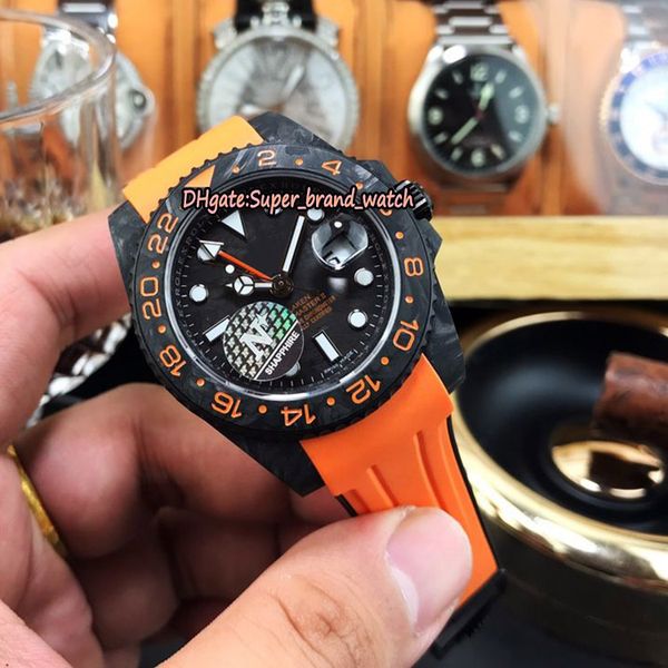 

version 116710blnr-78200 carbon fiber case luminous dial gmt 2836 automatic mechanical mens watch sapphire rubber strap designer watches, Slivery;brown