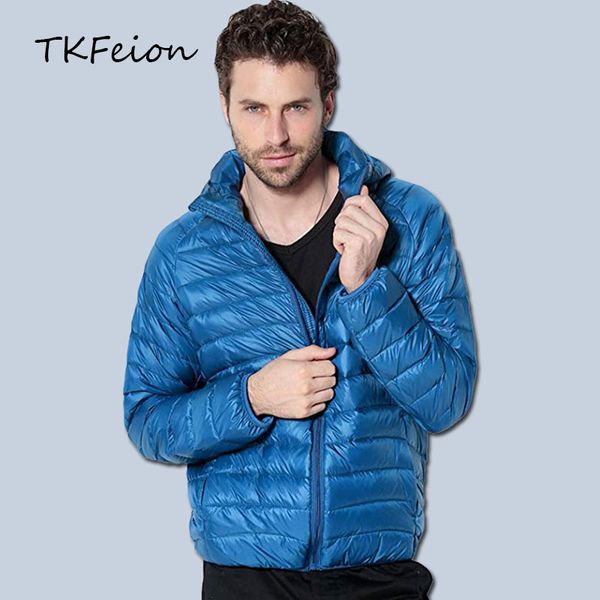 

mens basic coats jackets spring/autumn duck down filler fashion light thin male hooded coats size:s-5xl slim casual windbreaker, Black;brown